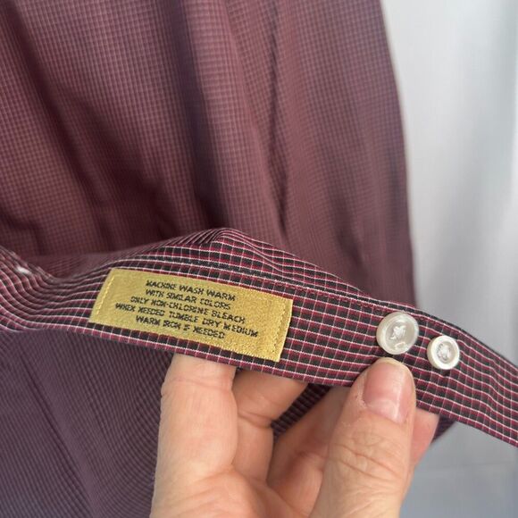 Roundtree & Yorke Gold Label Non Iron Subtle Plaid Cotton Button Front Size XL - Picture 3 of 10